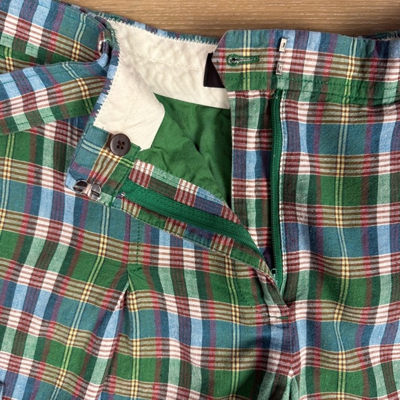J. Crew High Waist Green and Blue Plaid Shorts, Cotton-Linen Blend, Size 12 - Picture 6 of 8